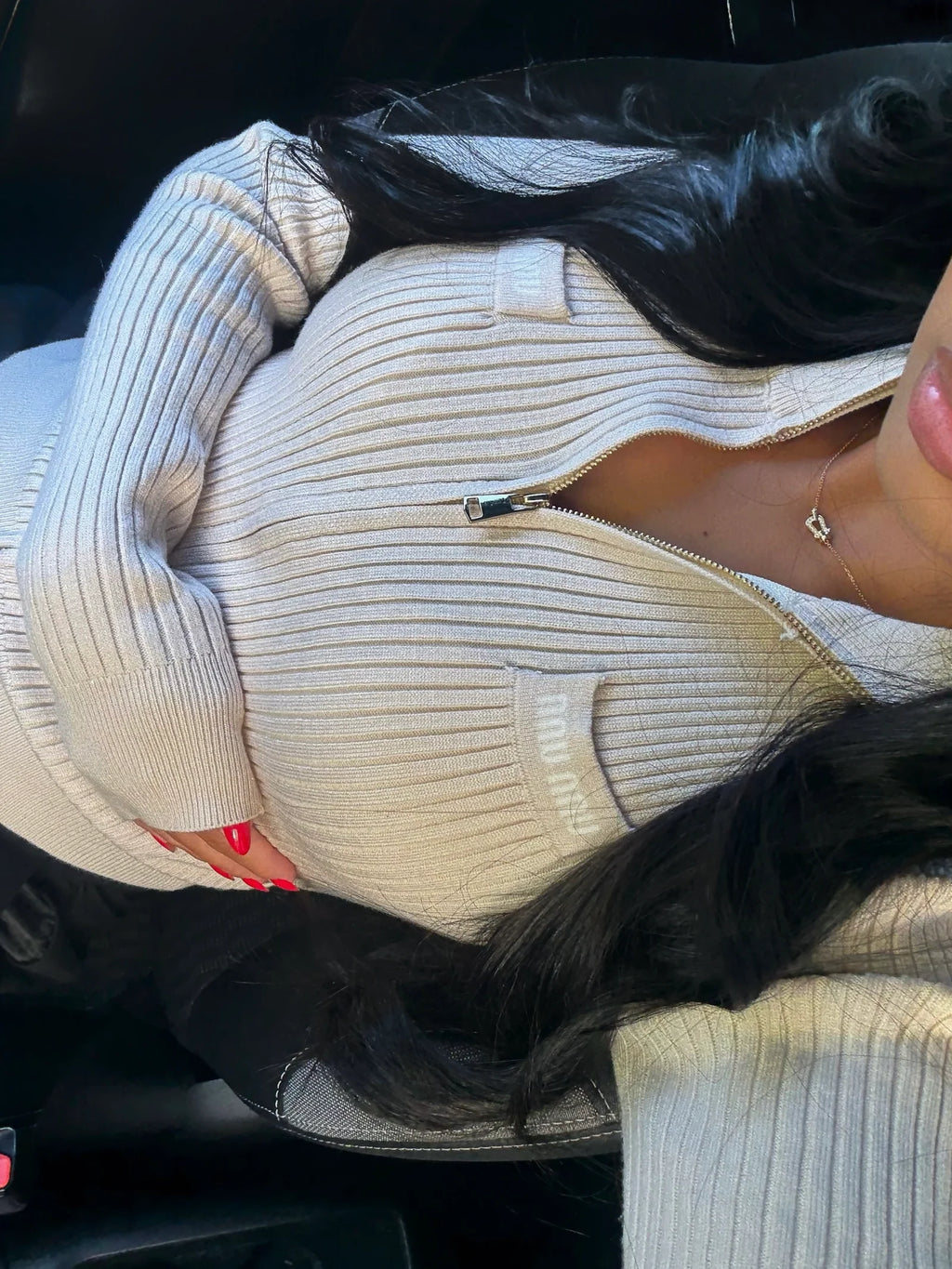 Gilet côtelé Miu Miu Beige