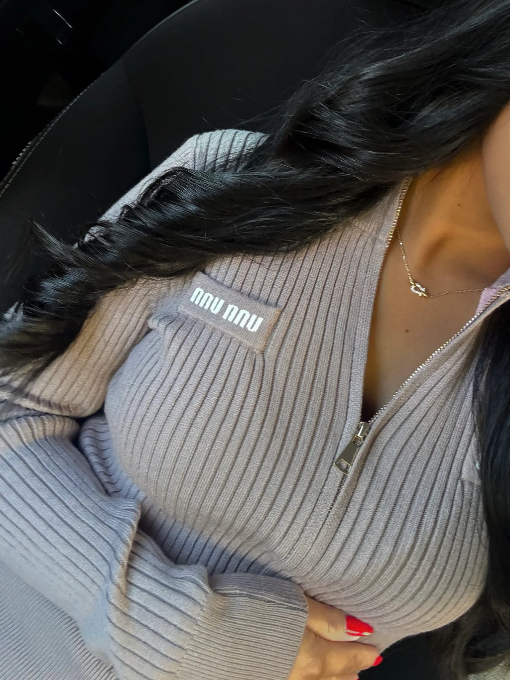 Gilet côtelé Miu Miu Taupe