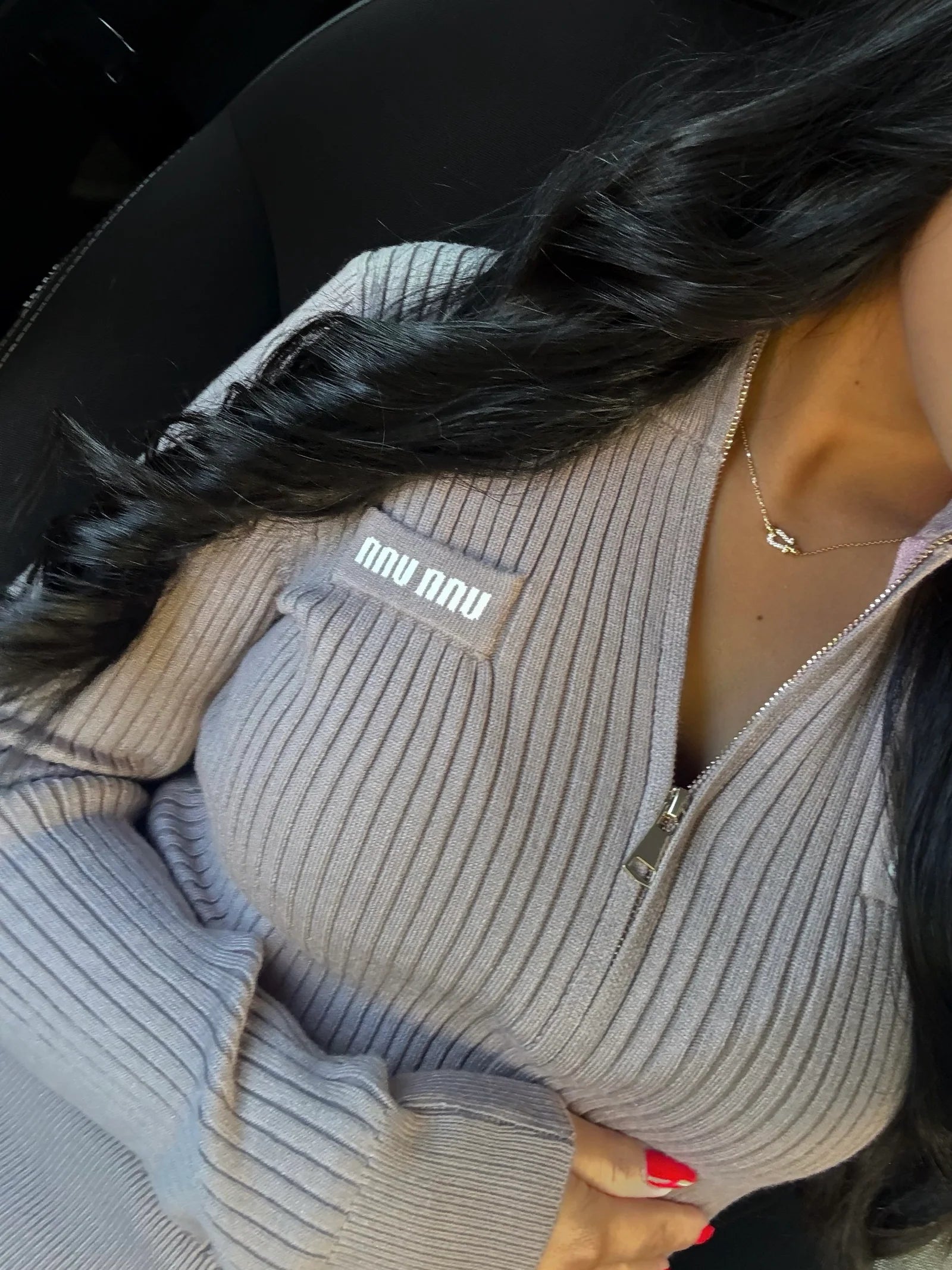 Gilet côtelé Miu Miu Taupe