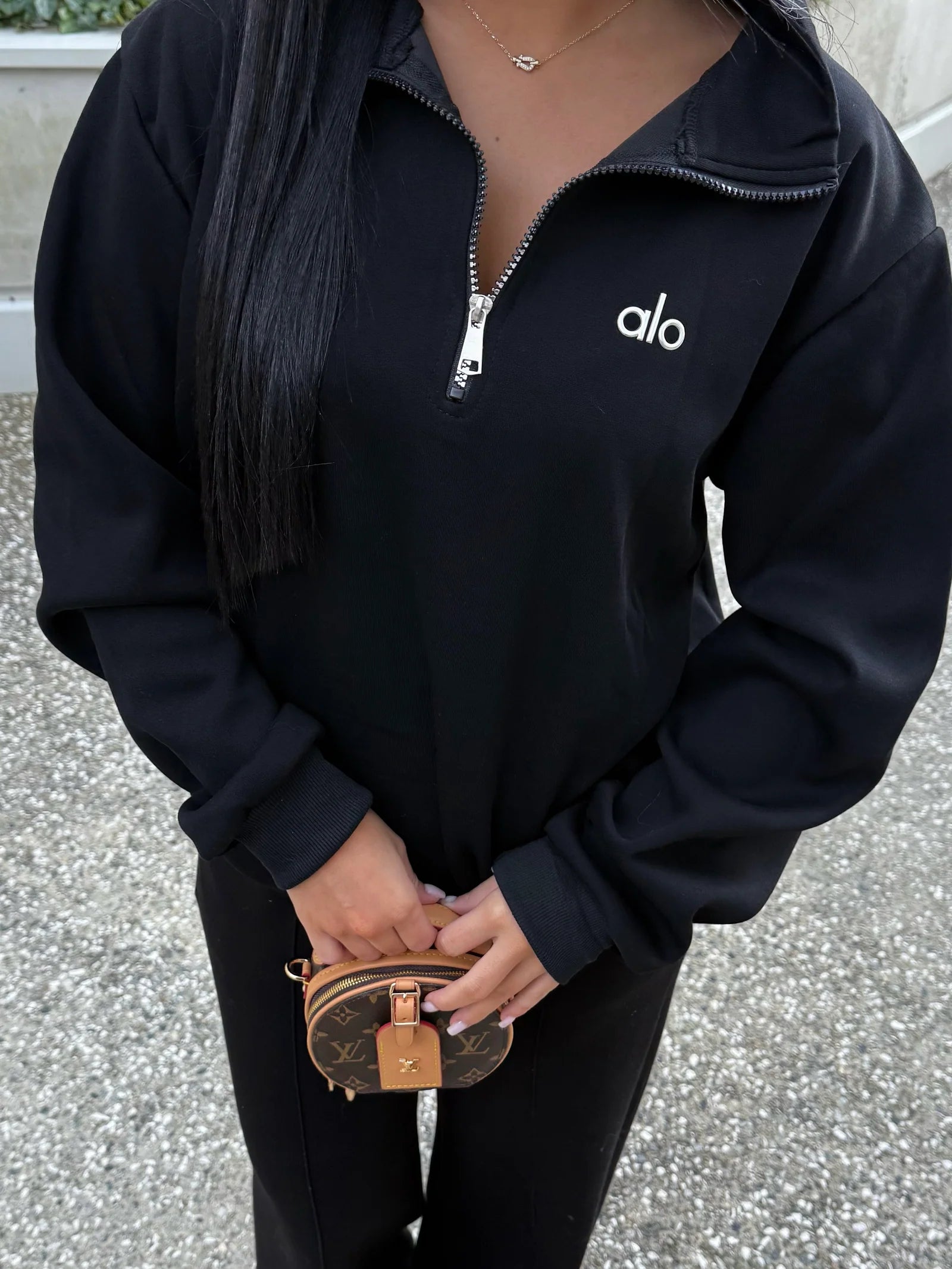 Pull à zip noir alo