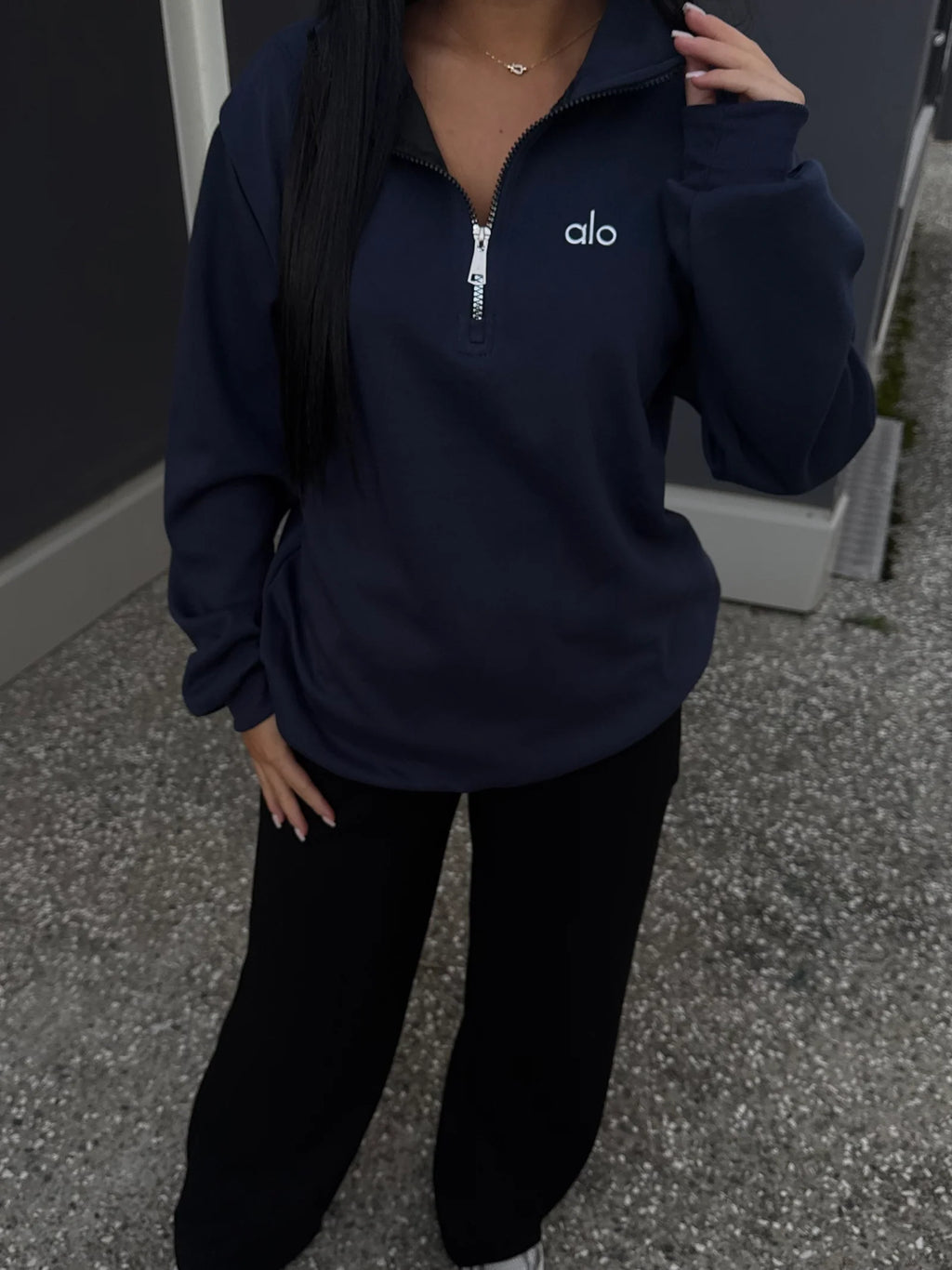 Pull à zip marine alo