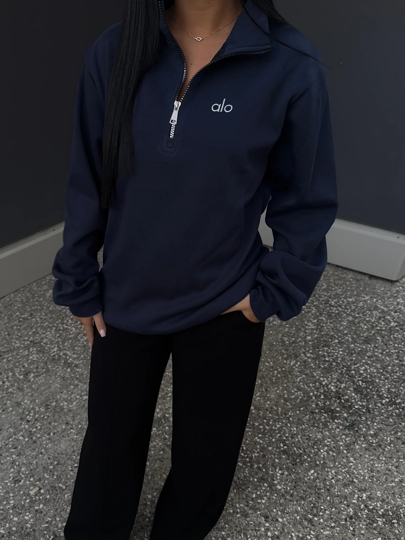 Pull à zip marine alo