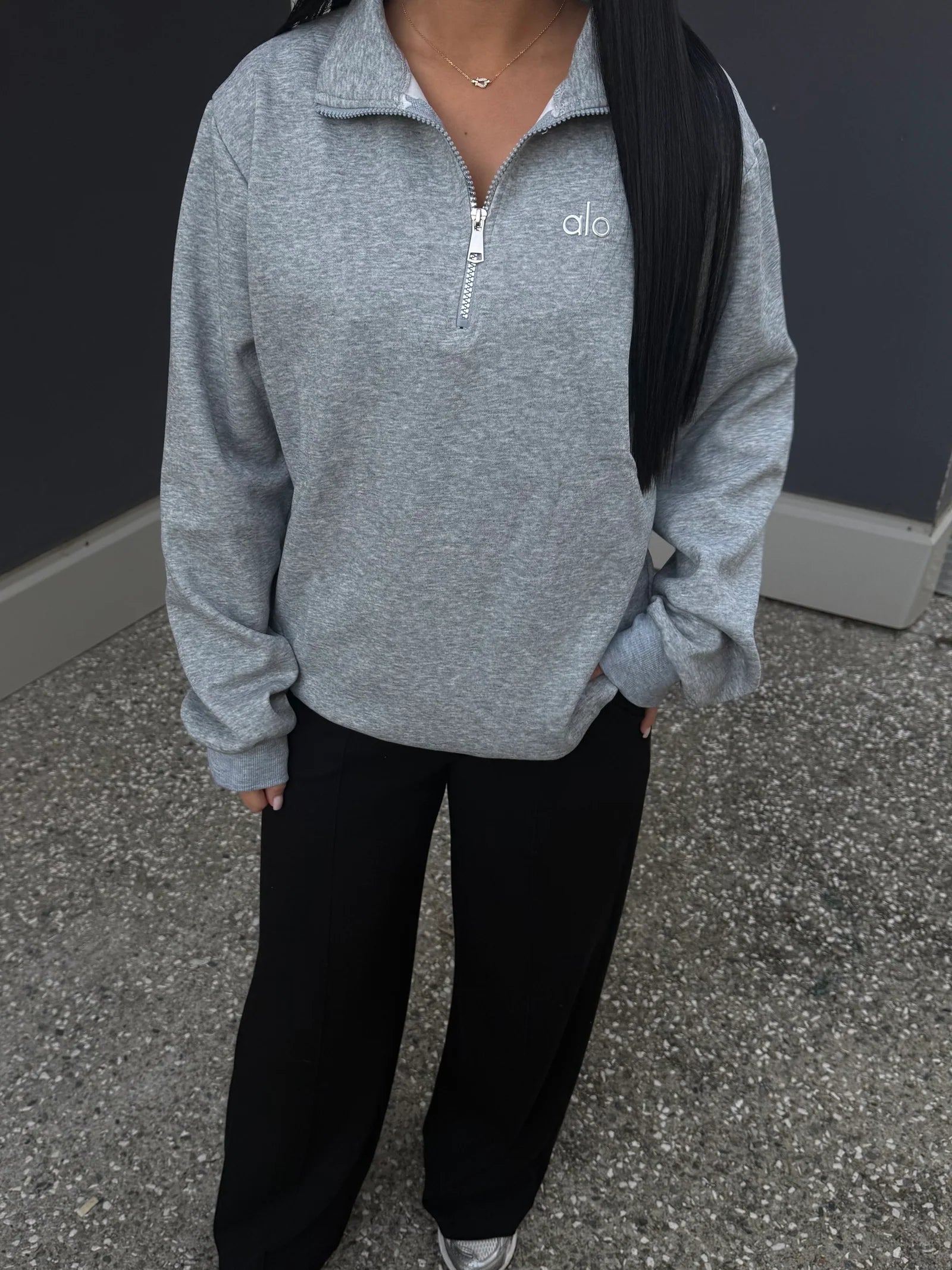 Pull à zip gris alo