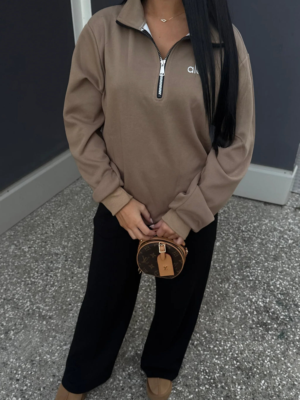 Pull à zip marron alo