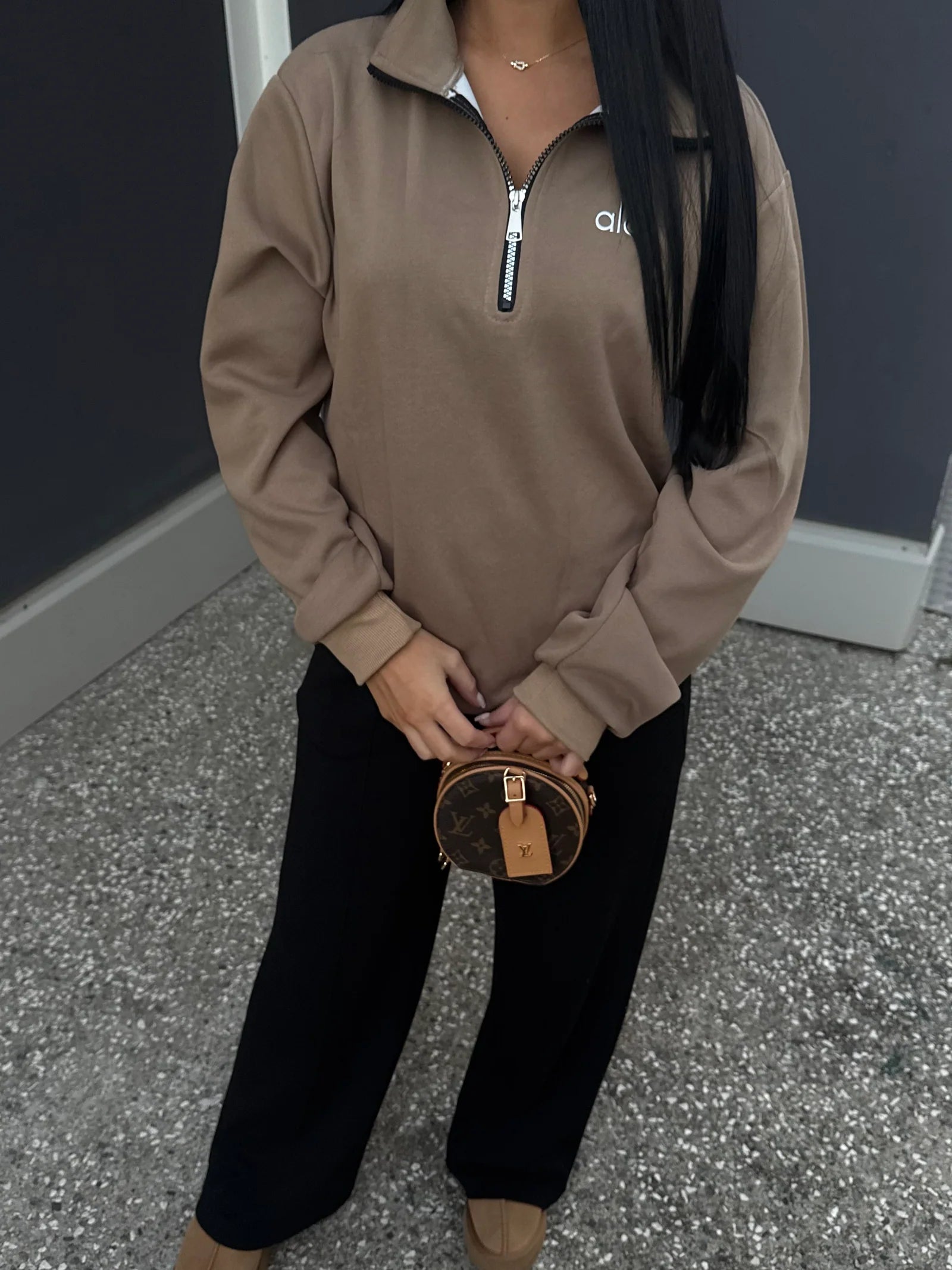 Pull à zip marron alo