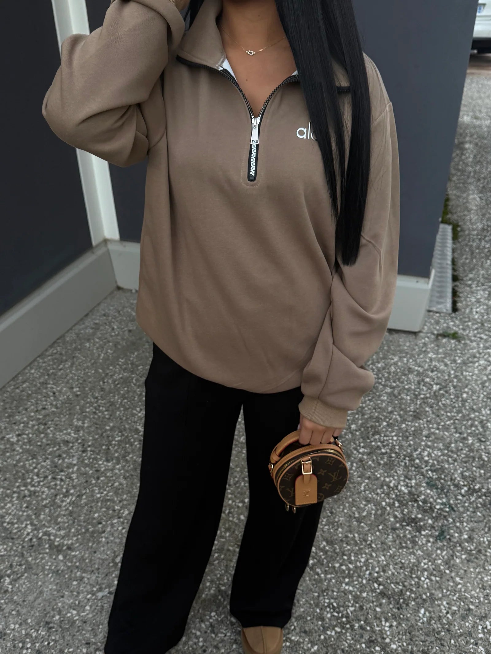 Pull à zip marron alo