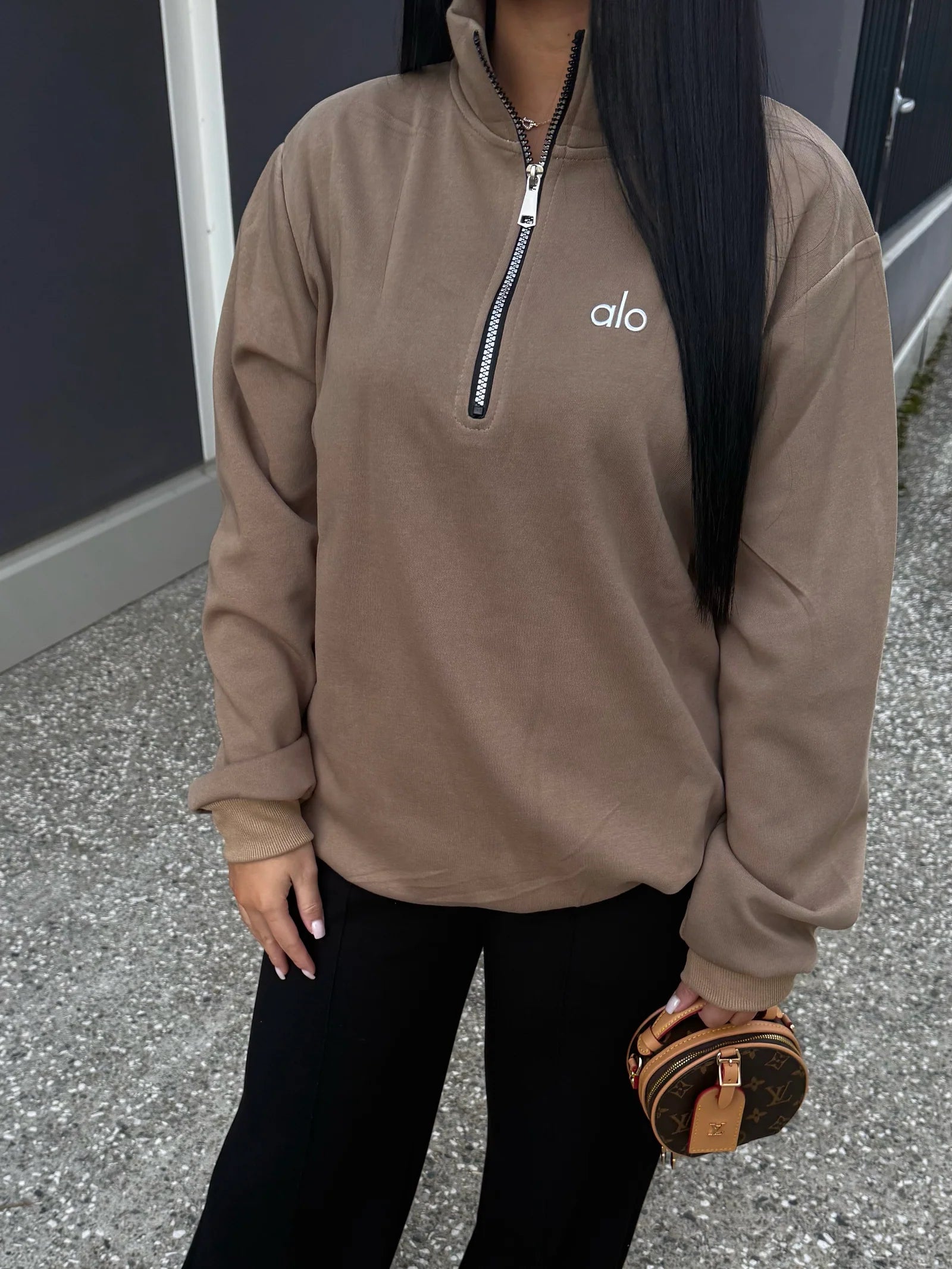 Pull à zip marron alo